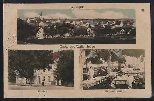 AK Waltersleben, Gasthof, Gartenwirtschaft, Totalansicht