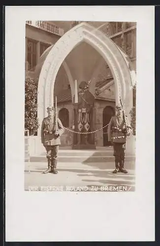 Foto-AK Bremen, Nagelung der eiserne Roland, Kriegshilfe