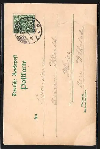 AK Düsseldorf, Hotel Germania, Bahnof, Passepartout mit Eichenzweig