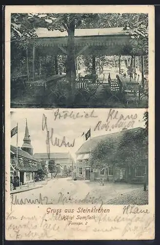 AK Steinkirchen / Lühe, Hotel Somfleth mit Strassenpartie