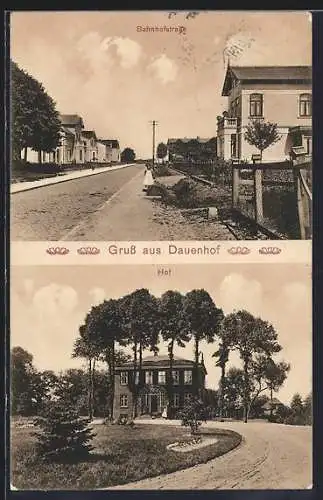 AK Dauenhof / Pinneberg, Ansicht vom Hof, Blick in die Bahnhofstrasse