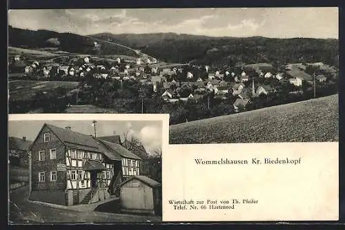 AK Wommelshausen /Biedenkopf, Gasthaus zur Post von Th. Pfeifer, Totalansicht