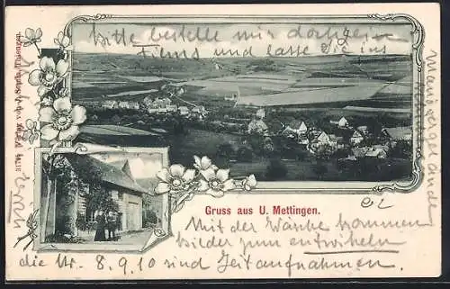 AK Untermettingen, Gasthof und Ortsansicht aus der Vogelschau