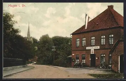 AK Hagen i. Br., Gasthaus zur Stal-Eiche mit Strassenpartie