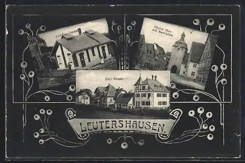 AK Leutershausen / Mittelfr., Neue Strasse, Oberes Thor mit Marktplatz, Acetylen-Central