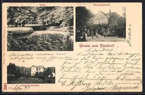AK Rosdorf / Kellinghusen, Gasthaus Weidmannsruh, Pension Schaller und Teich