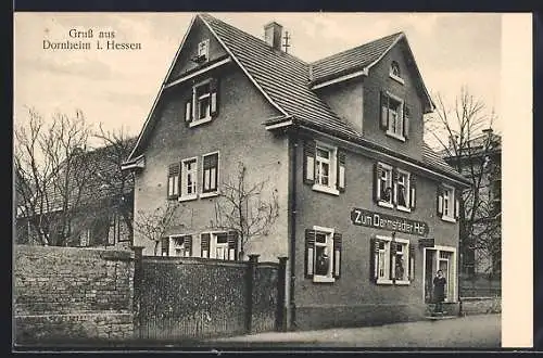 AK Dornheim i. Hessen, Strassenpartie am Gasthaus Zum Darmstädter Hof