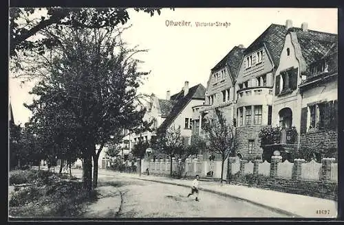 AK Ottweiler, Ortspartie mit Victoria-Strasse