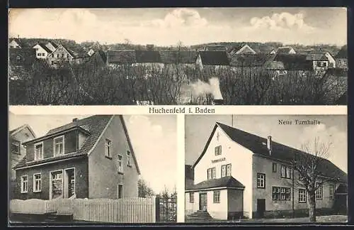 AK Huchenfeld /Baden, Neue Turnhalle, Handlung, Panorama