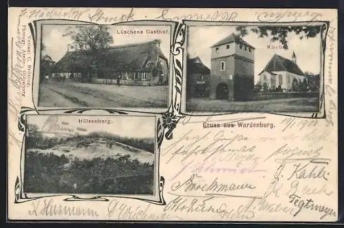 AK Wardenburg, Lüschens Gasthaus, Hülsenberg, Kirche
