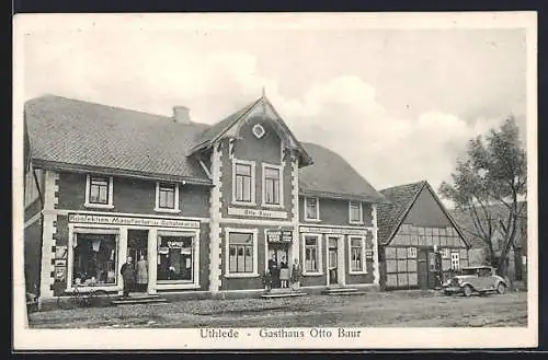 AK Uthlede, Gasthaus Zur Erholung, Inh. Otto Baurund Konfektion, Manufactur- und Schuhwaren