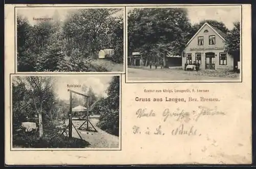 AK Langen /Bremen, Gasthof zum Königl. Landgestüt, Inh. F. Luerssen, Sommergarten und Spielplatz