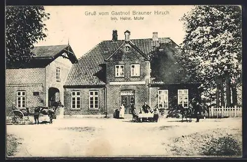 AK Bokhorst /Neumünster, Gasthof Brauner Hirsch, Inh. Heinr. Mohr