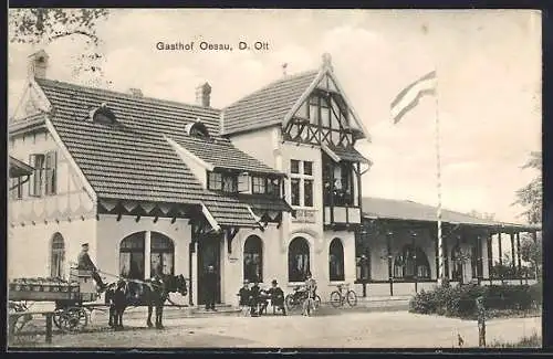 AK Gasthof Oesau, Blick auf den Gasthof, Inh. D. Ott