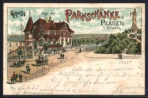 Lithographie Plauen b. Dresden, Restaurant Parkschänke
