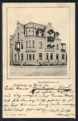 AK Augsburg, Haus in der Hochfeldstrasse 15