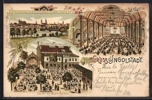 Lithographie Ingolstadt, Gasthaus Schäffbräu-Keller