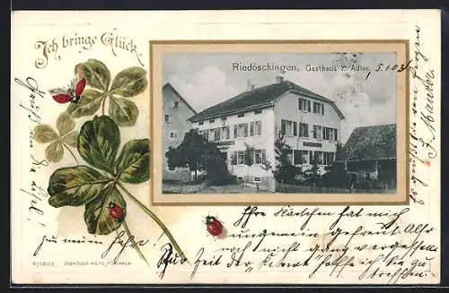 Passepartout-Lithographie Riedöschingen, Gasthaus zum Adler, Klee