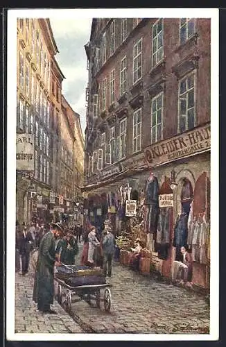 Künstler-AK Hans Götzinger: Wien, Judengasse