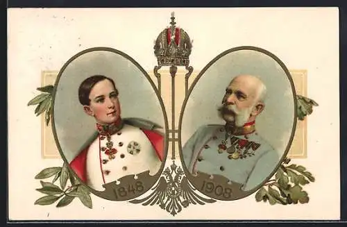 AK 60 jähr. Regierungs-Jubiläum Franz Josef I. 1848 - 1908