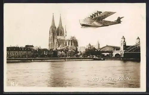 AK Köln, Wasserflugzeug Do X über dem Rhein