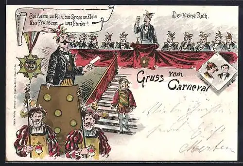 Künstler-AK Köln a. Rh., Der kleine Rath auf dem Carneval