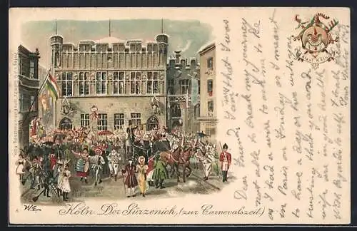 Künstler-AK W. E.: Köln, Der Gürzenich, (zur Carnevalszeit)