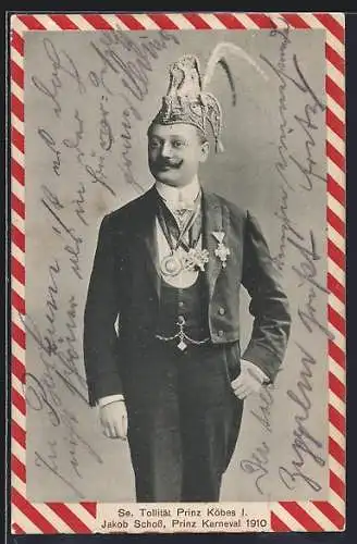 AK Jakob Schoss, Prinz Karneval 1910