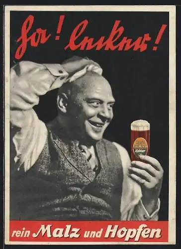 AK Brauerei-Werbung für Hoefel Jan Wellem Alt Bier