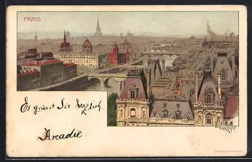 Künstler-AK sign. Arpad Basch: Paris, Blick über die Dächer