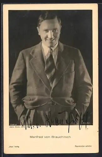 AK Rennfahrer Manfred von Brauchitsch, orig. Tinten-Autograph