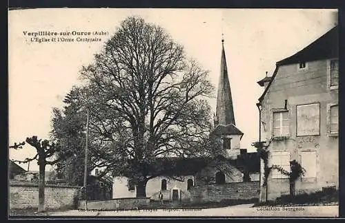 AK Verpillières-sur-Ource, L`Église et l`Orme Centenaire