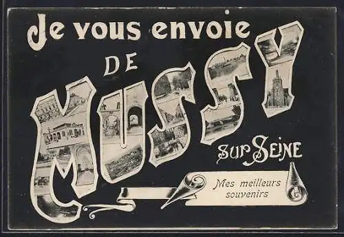 AK Mussy-sur-Seine, Souvenirs et paysages de la ville