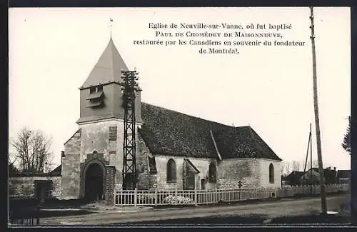 AK Neuville-sur-Vanne, Église où fut baptisé Paul de Chomedey, restaurée par les Canadiens
