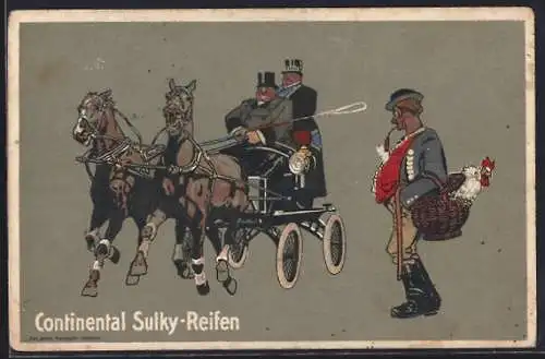 AK Reklame für Continental Sulky-Reifen, Sulky-Gespann