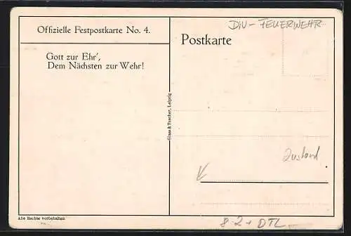 Künstler-AK Leipzig, 18. Duetscher Reichs-Feuerwehrtag 1913, Uniformen im Wandel