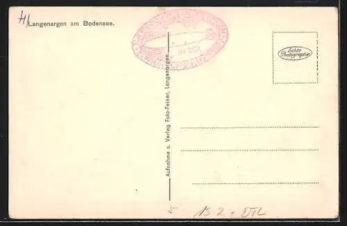 Foto-AK Langenargen am Bodensee, Dampfer und Zeppelin