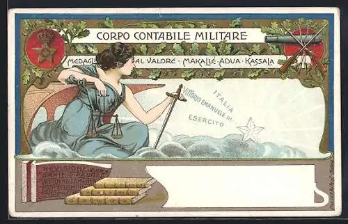 Lithographie Corpo Contabile Militare, Justitia erblickt einen Stern