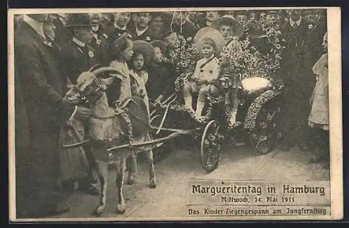 AK Hamburg-Neustadt, Margueritentag 1911, Kinder-Ziegengespann am Jungfernstieg