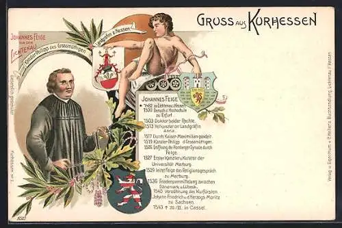 Lithographie Hessisch Lichtenau, Johannes Feige, Kanzler v. Landgraf Philipp