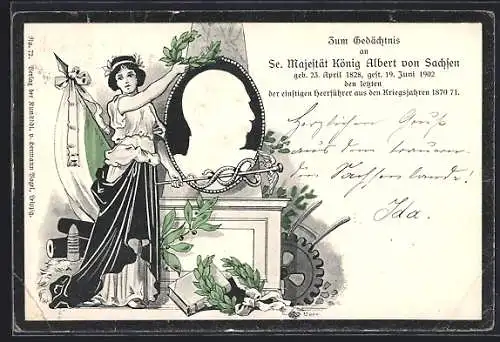 AK Zum Gedächtnis Se. Majestät König Albert von Sachsen, 1828-1902