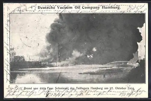 AK Hamburg, Brand von 4000 Fass Schmieröl des Teillagers am 27. Oktober 1904