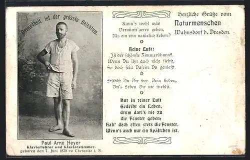 AK Paul Arno Heyer, Naturmensch