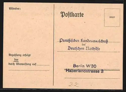 AK Bestellkarte für Hindenburg-Wohlfahrtsbriefmarken 1927