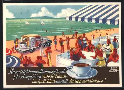 AK Reklame für Franck-Kaffee, Art Deco