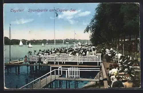 AK Berlin-Tegel, Strandpartie am Tegeler See