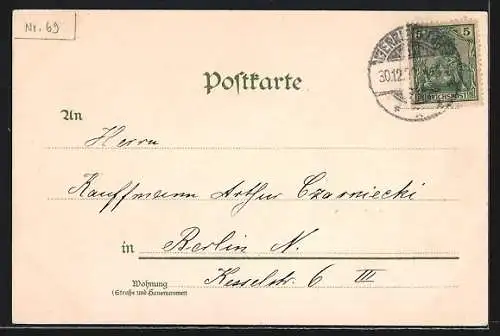 Lithographie Wernigerode, Ansicht vom Schloss