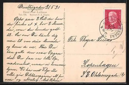 AK Berchtesgaden, Hotel Post-Leithaus, Bes. F. X. Stigler