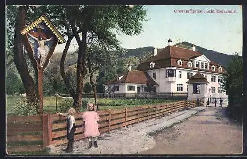 AK Oberammergau, Blick auf die Schnitzerschule