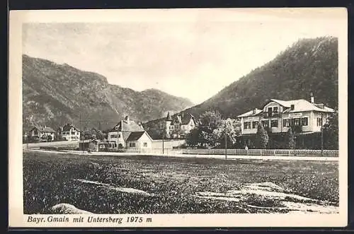 AK Bayerisch Gmain, Teilansicht mit Hotel Post, Untersberg
